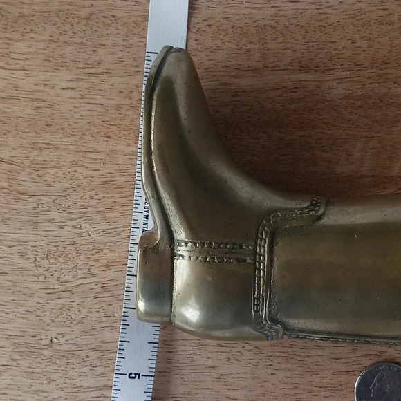 Vintage Brass Riding Boot. Door Stop, Bookend. Equestrian Decor, Ralph Lauren - Picture 8 of 11